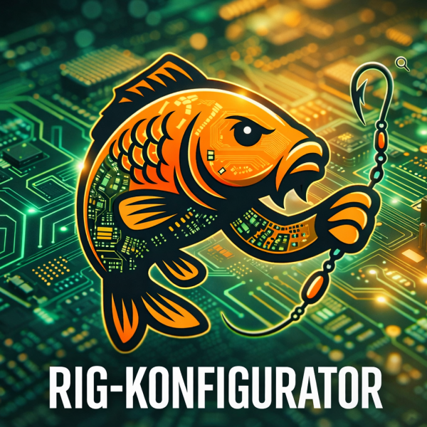Illustration eines Karpfens mit Rig-Haken als Symbol für den PlatinCarpBase Rig Konfigurator
