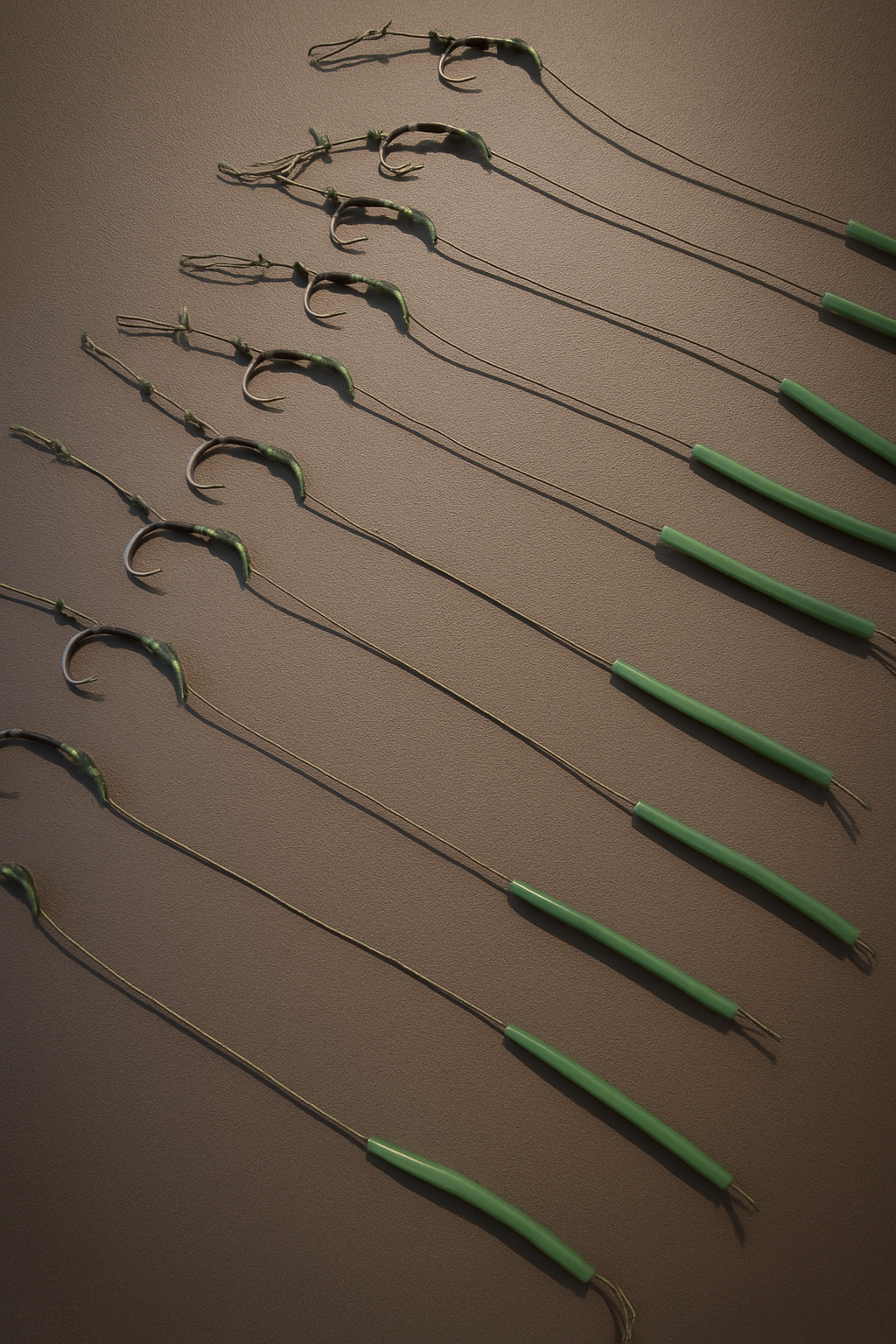 Rig-Bindeservice – gebundene Karpfenrigs auf dem Tisch