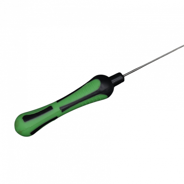 Grüne PCB Boilie Nadel mit ergonomischem Kunststoffgriff und stabiler Edelstahlspitze zum Aufziehen von Boilies und Ködern